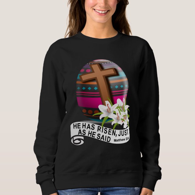 Sudadera He Has Risen Easter Cross Bible Verse Christianity (Anverso)