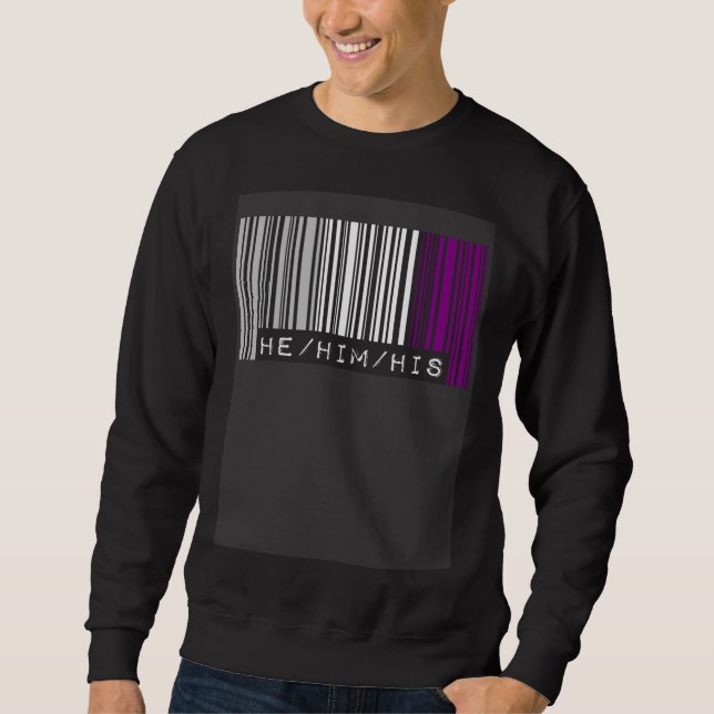 Sudadera He Him His Pronouns Asexual Pride Flag Barcode Aes (Anverso)