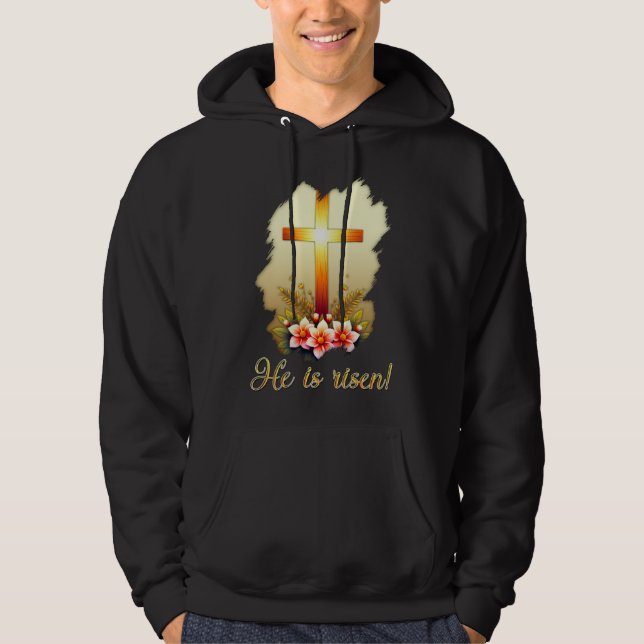 Sudadera He Is Risen – Christian Easter Cross Art moletom (Anverso)