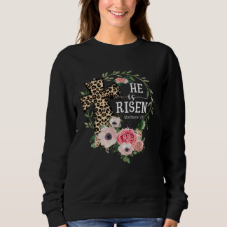 Sudadera He Is Risen Happy Easter Day Jesus Leopard Christi