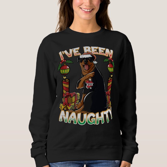 Sudadera He Sido Raro Perro Rottweiler Con Santa Claus (Anverso)