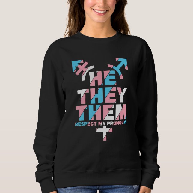 Sudadera He They Them Respect The Pronoun Pin Blue Pink (Anverso)