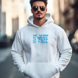 Sudadera He who is brave is free quote blue azure