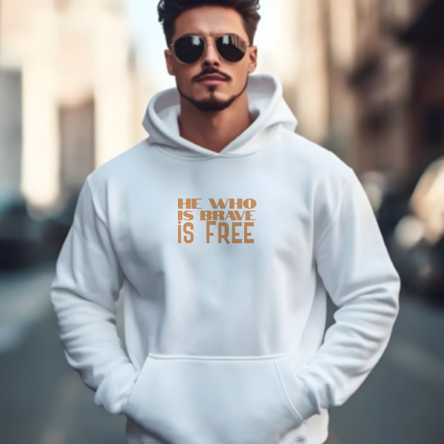 Sudadera He who is brave is free quote orange (Subido por el creador)