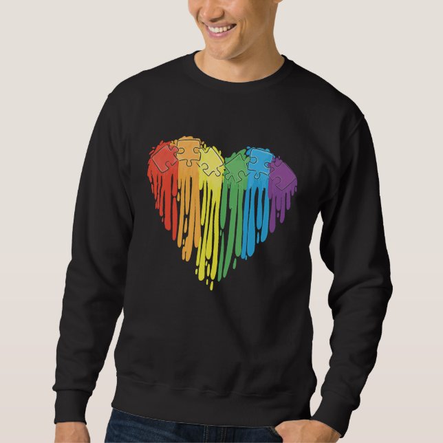 Sudadera Heart Autism Awareness Puzzle Valentines Day Mothe (Anverso)