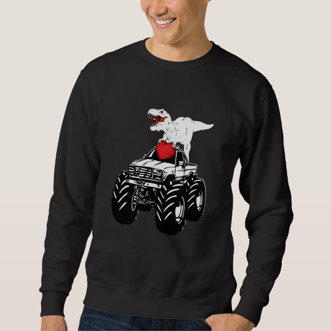 Sudadera Heart Dino Valentine's Day Monster Truck Date Sing (Anverso)