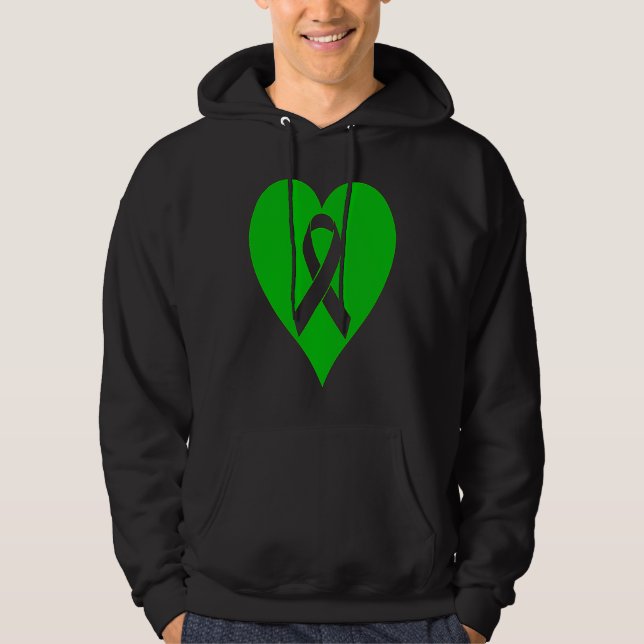 Sudadera Heart Mental Health Awareness Green Ribbon Support (Anverso)