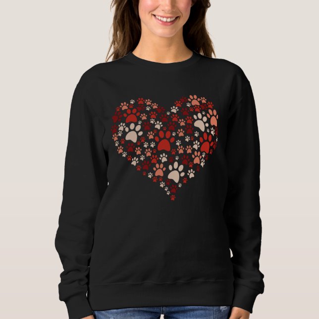 Sudadera Heart Paw Print Dog & Cat Cat Mom & Dog Mom valent (Anverso)