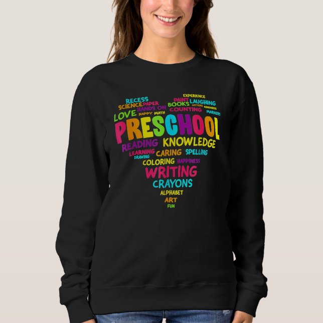 Sudadera Heart Preschool Shirt Team Teacher Student Back To (Anverso)