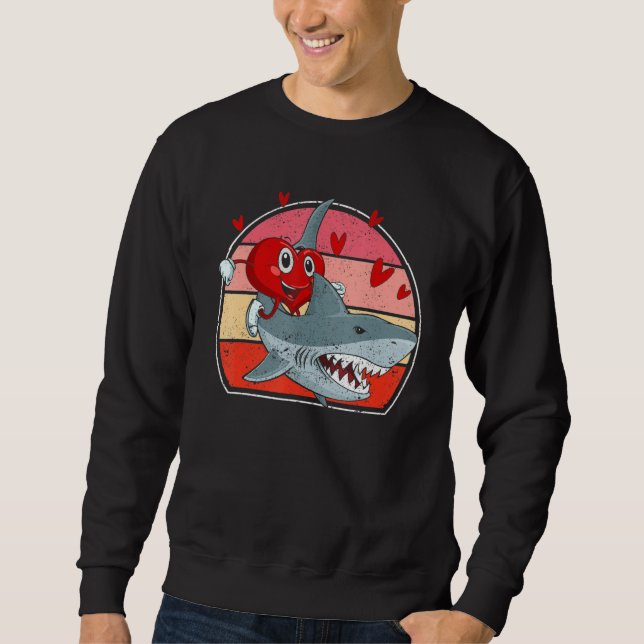 Sudadera Heart Riding Shark Valentine's Day  Sharks (Anverso)