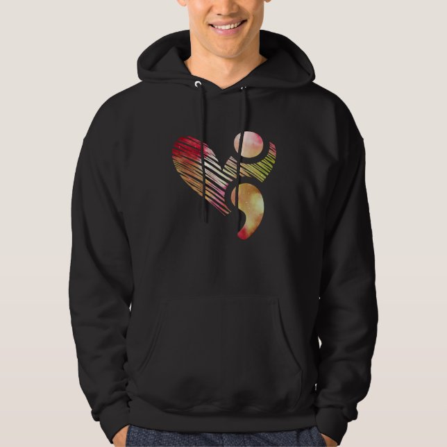 Sudadera Heart Semicolon Vintage Mental Health Awareness Su (Anverso)