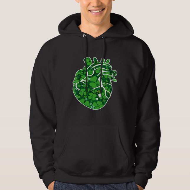 Sudadera Heart Shamrock Cardiac Nurse St Patricks Day Irish (Anverso)