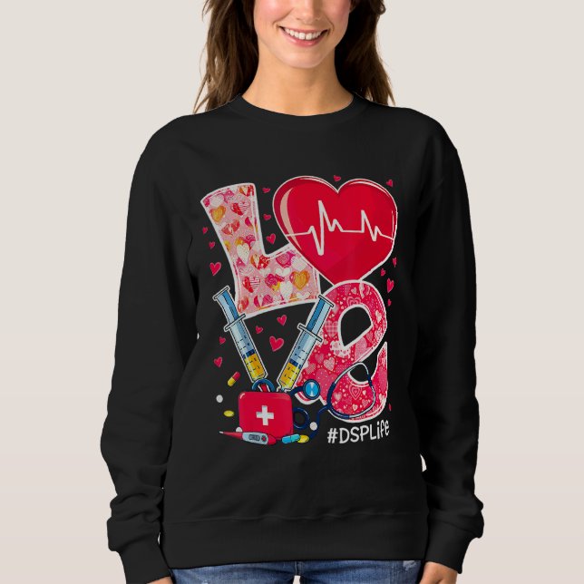 Sudadera Heart Stethoscope Cute Love Enfermería Valentines  (Anverso)