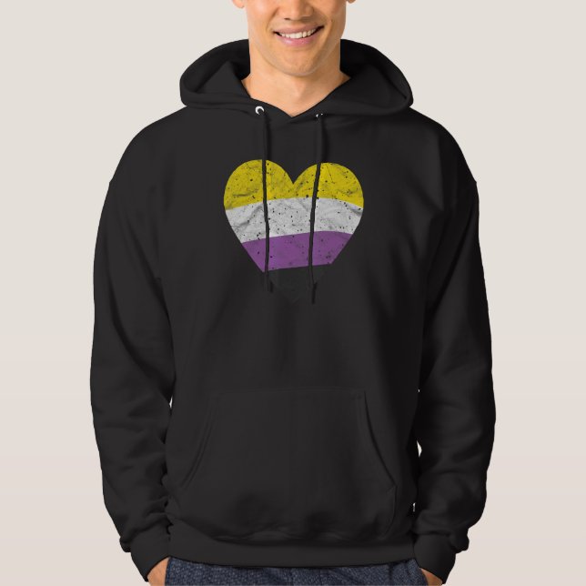 Sudadera Heart with Non Binary Flag   Nonbinary Pride Month (Anverso)