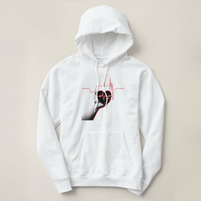 Sudadera Heartbeat Love Design – Hand Holding Heart  (Diseño del anverso)