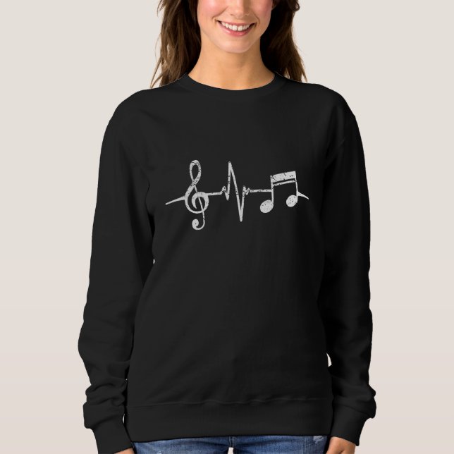 Sudadera Heartbeat Music Notes Pulse Treble Clef Bass Key (Anverso)