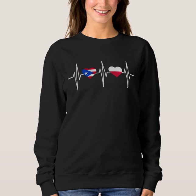 Sudadera Heartbeat Puerto Rican Flag Poland Flag Heart Patr (Anverso)