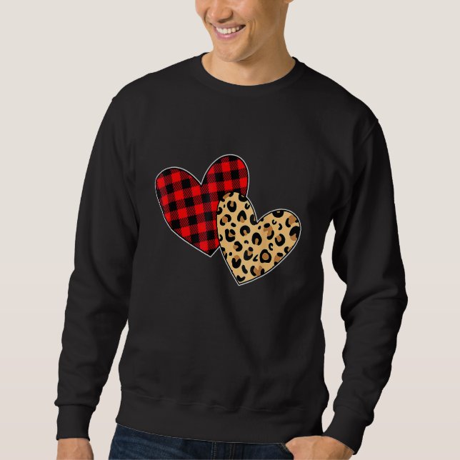 Sudadera Hearts Love Leopard Plaid Valentines Day Matching  (Anverso)