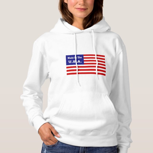 Sudadera Hecha En Estados Unidos Bandera Roja Blanca Y Azul (Anverso)