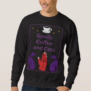 Sudadera Hechizos Café y Gatos Brujería Moderna Pagana Wic