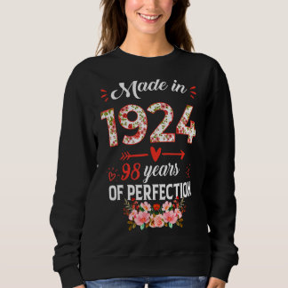 Sudadera Hecho En 1924 Floral 98 Años De Edad 98º Cumpleaño
