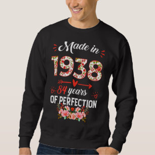 Sudadera Hecho En 1938 Floral 84 Años De Edad 84º Cumpleaño