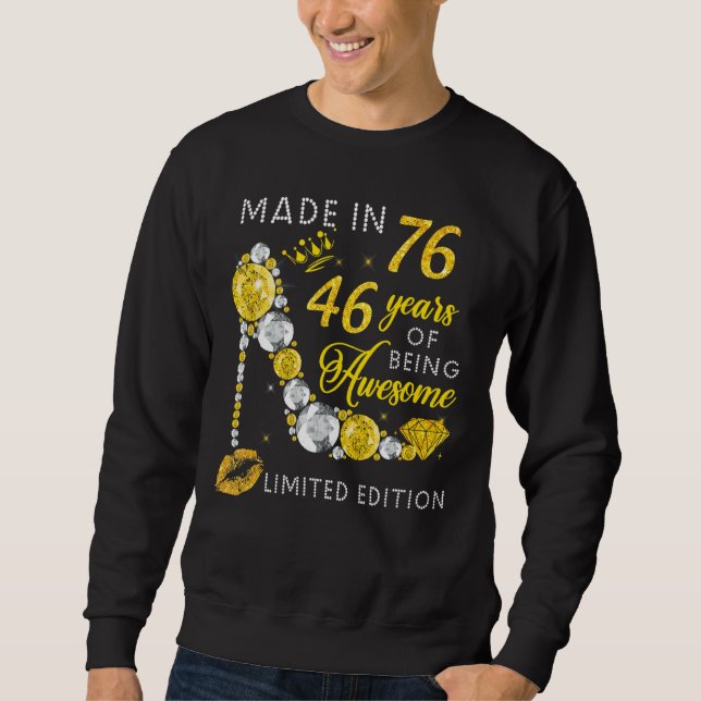 Sudadera Hecho En 1976, 46 Años De Ser Increíble (Anverso)