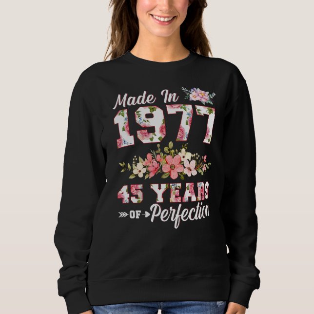 Sudadera Hecho En 1977 45 Años De Perfección 45º Día Flo (Anverso)