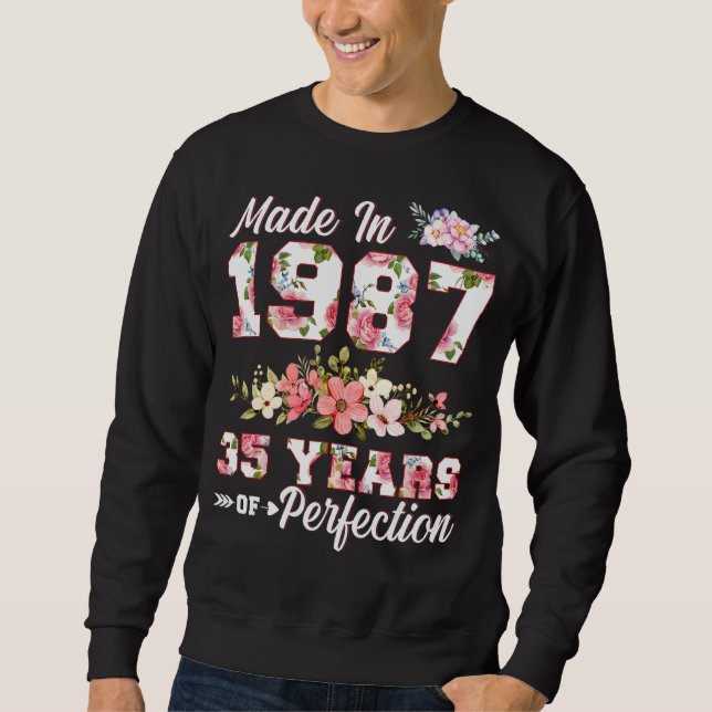 Sudadera Hecho En 1987 35 Años De Perfección 35º Día Flo (Anverso)