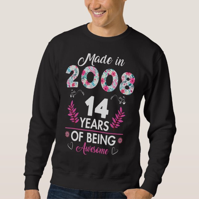 Sudadera Hecho En 2008 14 Años (Anverso)