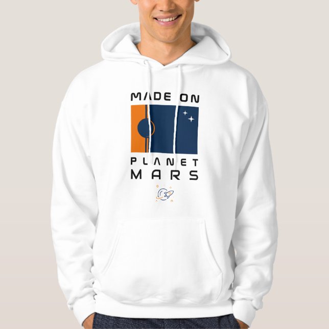 Sudadera Hecho en el planeta Mars Hoodie con bandera marcia (Anverso)