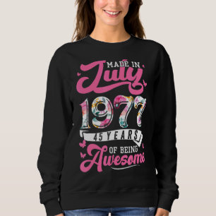 Sudadera Hecho En Julio De 1977 Floral 45 Años De Edad 45 A