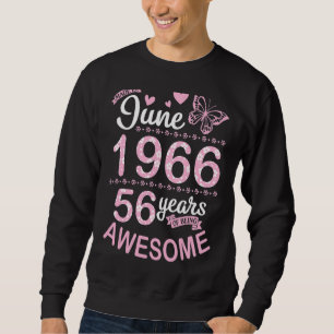 Sudadera Hecho En Junio De 1966 Cumpleaños De Las Flores 56