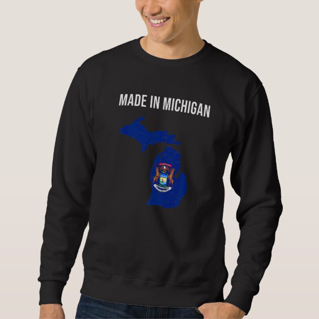 Sudadera Hecho en La Bandera Estatal De Michigan (Anverso)
