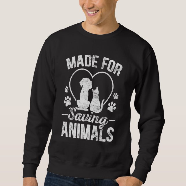 Sudadera Hecho Para Salvar Animales Estudiante De Veterinar (Anverso)
