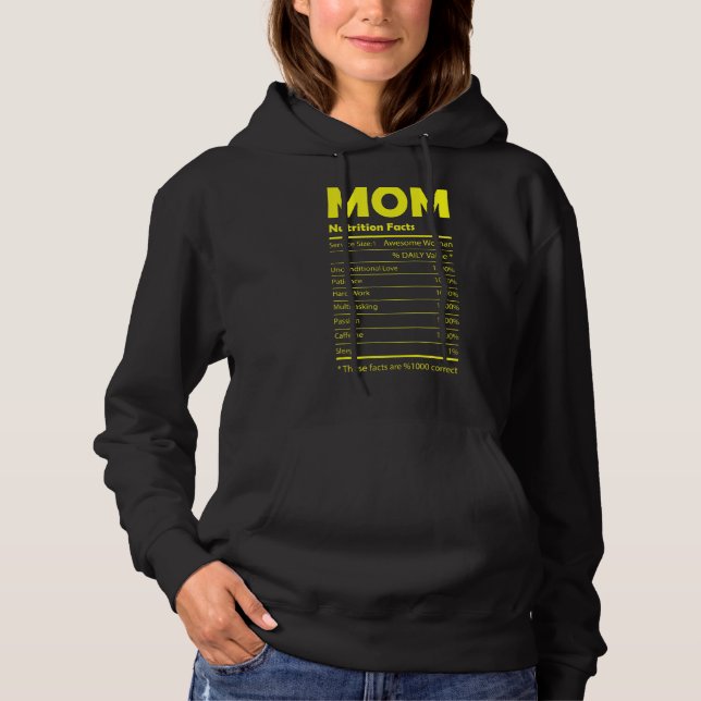 Sudadera Hechos de nutrición en el Día de la Madre (Anverso)