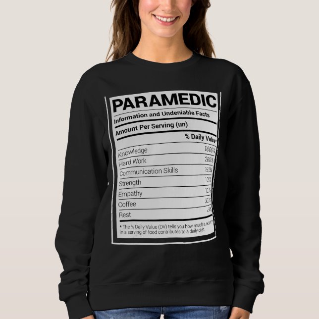 Sudadera Hechos De Nutrición Paramédica Graciosa Aide De Em (Anverso)