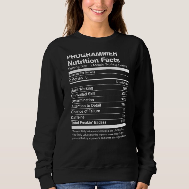 Sudadera Hechos divertidos sobre la nutrición de los progra (Anverso)