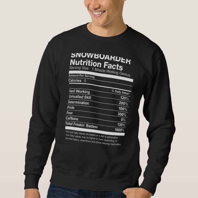 Sudadera Hechos divertidos sobre la nutrición de Snowboard (Anverso)