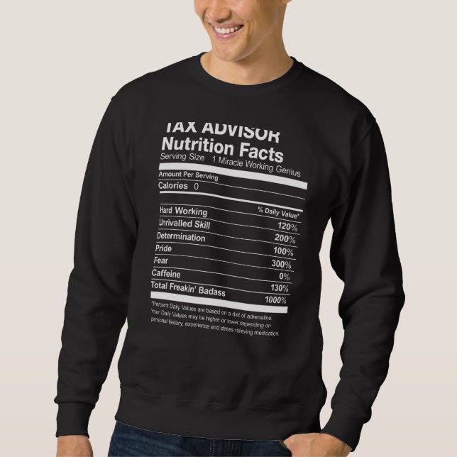 Sudadera Hechos divertidos sobre nutrición de asesor fiscal (Anverso)