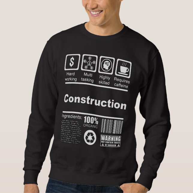 Sudadera Hechos Nutricionales De Construcción (Anverso)