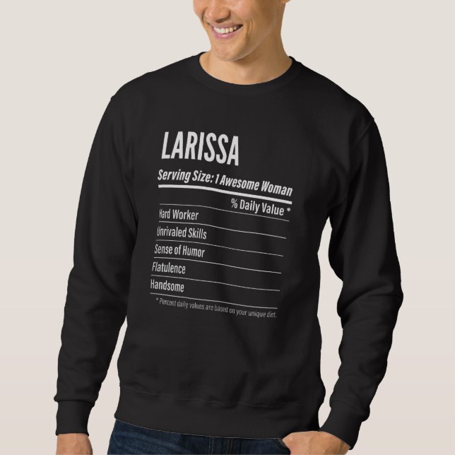 Sudadera Hechos Nutricionales De Larissa Para Mujeres Sirvi (Anverso)