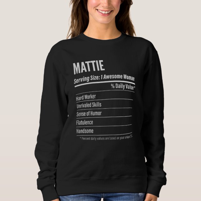 Sudadera Hechos Nutricionales De Mattie Que Sirven Para Cal (Anverso)