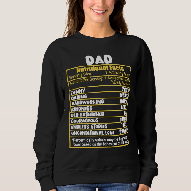 Sudadera Hechos Nutricionales De Papá Hechos De Nutrición (Anverso)
