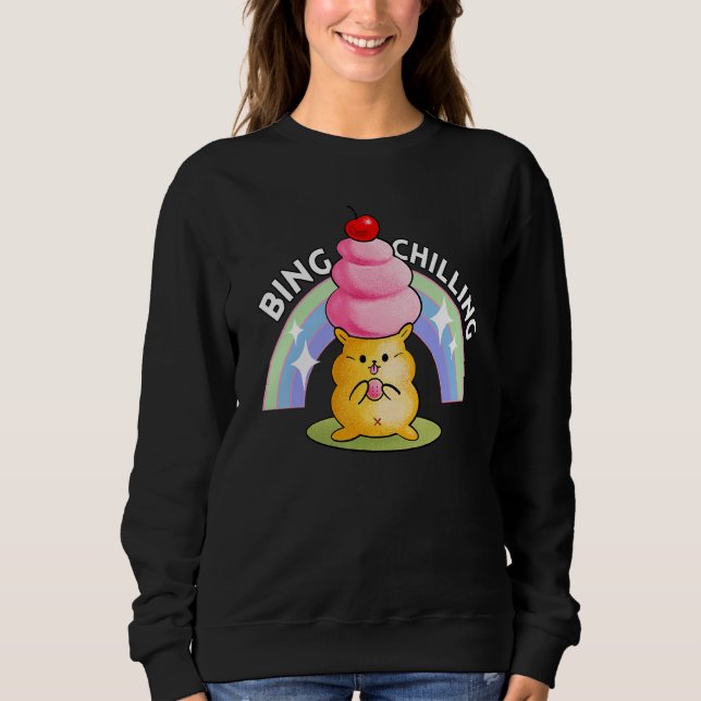Sudadera Helado de Bing Chilling Hámster Dank Meme Viral Qu (Anverso)
