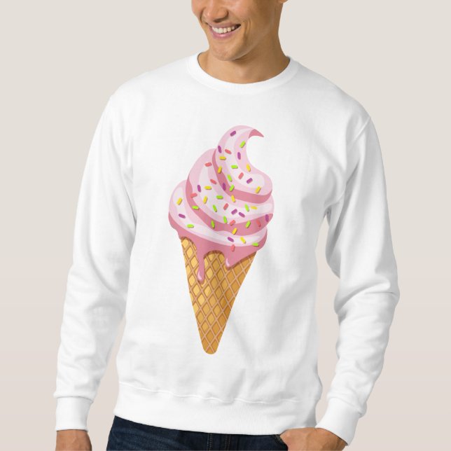 Sudadera Helado de fresa en cono de waffle con topping (Anverso)