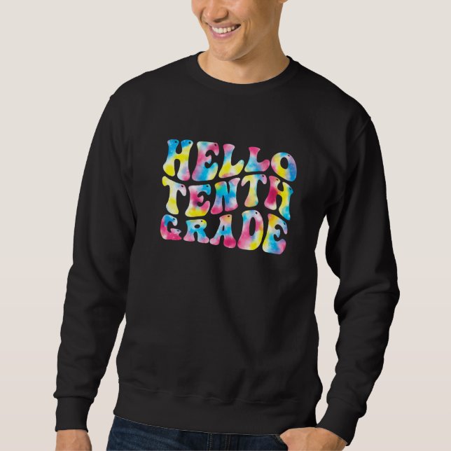 Sudadera Hello 10th Tenth Grade Teacher Back To School Retr (Anverso)