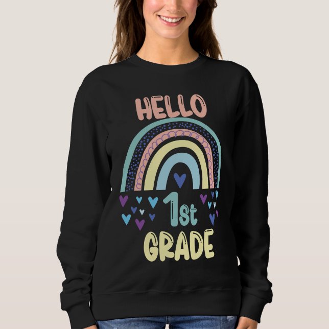 Sudadera Hello 1st Grade Rainbow Back To School First Grade (Anverso)