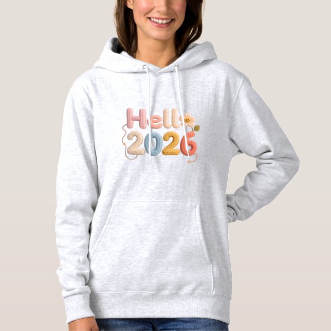 Sudadera Hello 2026 Hoodie – Faux Yarn Cozy Pullover Gift (Anverso)