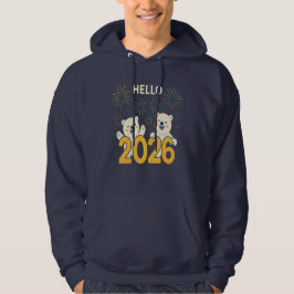 Sudadera Hello 2026 Polar Bears Holiday Unisex Gift Hoodie